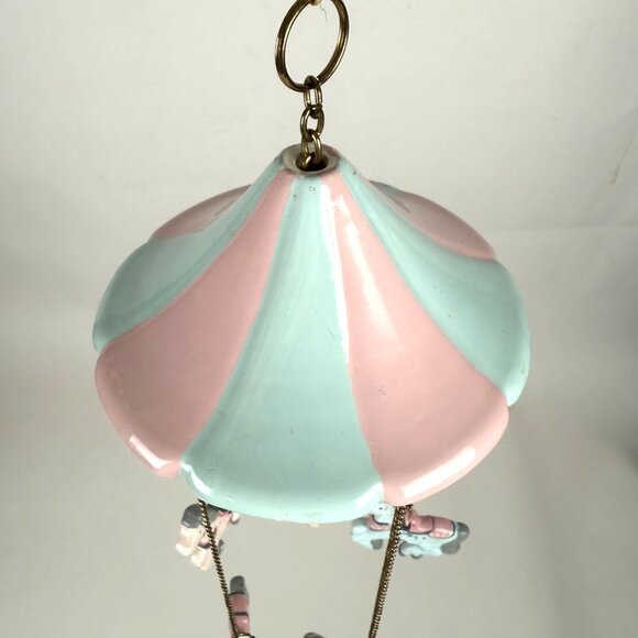 House Of Lloyd 1988 Carousel Horse Mobile Pink & Blue Pastel Vintage Nursery Dec - Picture 4 of 6